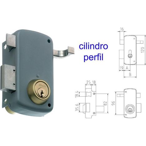 mcm cerradura sobreponer 2556ap-  60-dcha pintada cilindro perfi