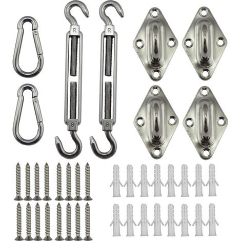 Kit di fissaggio per vele ombreggianti, staffe in acciaio inossidabile per l'installazione sicura di tende da sole quadrate e triangolari. (1/4)