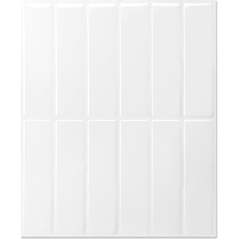 Carreaux adhésifs muraux cuisine 10 pièces blanc brillant, autocollant imperméable pour salle de bain, pose facile sans outils (1/5)