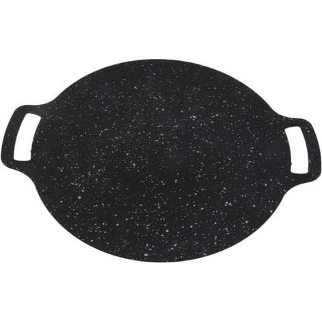 Poêle à Grill Coréen BBQ en Pierre de Maifan, Plaque Antiadhésive, Ustensile de Cuisson pour Barbecue Coréen, Surface Antiadhésive, Compatible pour Cuisine et Grillade (1/4)