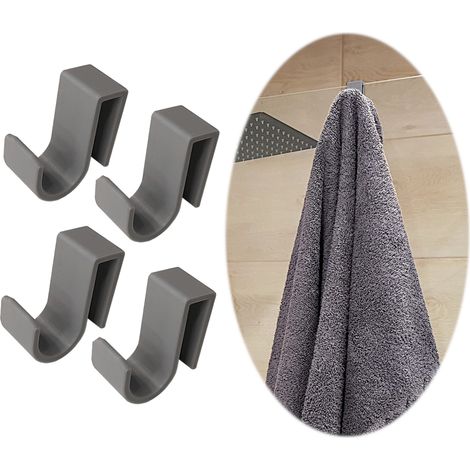 Lot de 4 supports de paroi de douche en verre, 8 mm, gris (1/5)