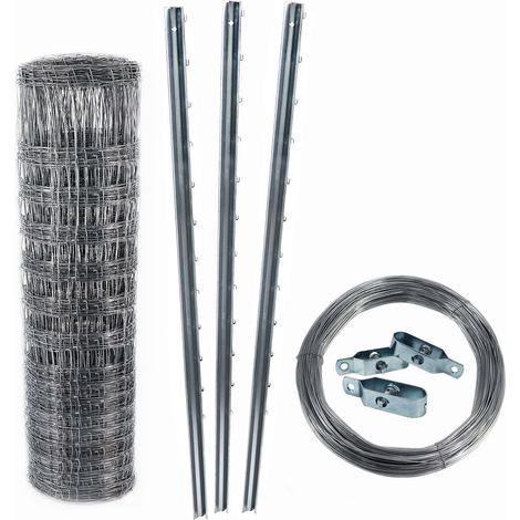 Aquagart – Clôture de protection contre la faune sauvage 150 cm – Grillage noué 100 m – Poteaux en Z 2,0 m – Fil de tension 250 m (1/5)