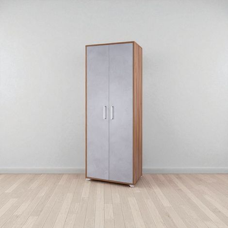 Scarpiera 2 ante grande in legno con ripiani 70x189h cm Noce chiaro anta cemento chiaro (1/5)