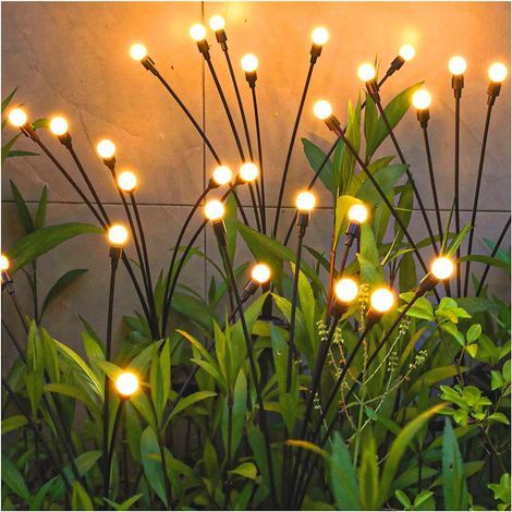 Luci solari da giardino - Confezione da 6 luci solari oscillanti migliorate, si muovono con il vento, luci da esterno, decorazione per cortile, patio e vialetto, filo di ferro ad alta flessibilità e b (1/5)