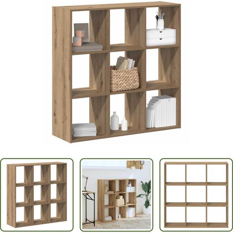 Rangement bureau - Bibliothèque chêne artisanal 102x32x102 cm bois d'ingénierie (1/5)