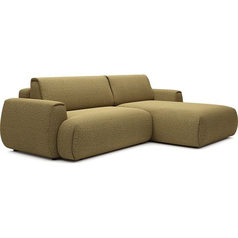 Divano letto angolare destro in tessuto ciniglia verde oliva - MONELIA