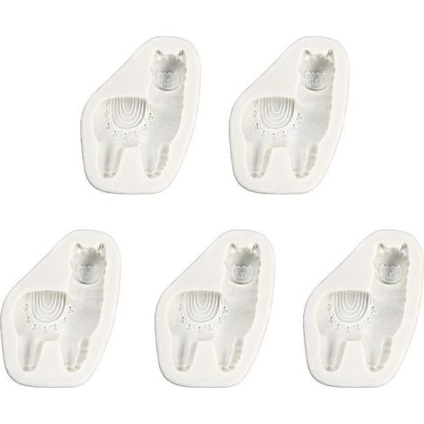 Moule en silicone pour fondant, motif alpaga (lot de 5), antiadhésif, idéal pour la pâtisserie et les loisirs créatifs. (1/5)