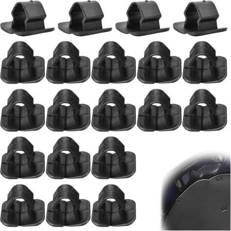 QORVA-20 Pièces Bouchons d'Isolation de Capot, Clips de Support de Coussinet d'Isolation de Capot de Voiture, Insonorisation Capot Moteur Attache Capot Clip Attache (Noir)