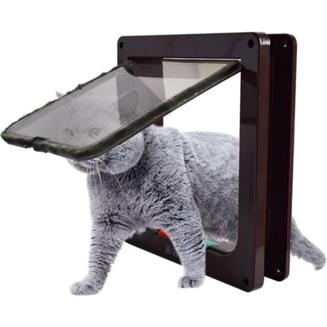 Flap Pour Chat - Fermeture À 4 Positions - Étanche - Pour Portes Et Murs Minces Jusqu'à 50 mm - Blanc Ou Brun - Tailles S M L (1/5)