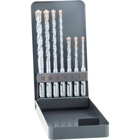 Coffret 7 Forets SDS-Plus 5/6/8 x 110 mm et 6/8/10/12 x 160 mm 2 Taillants - Béton, Pierre et Maçonnerie - Diamwood