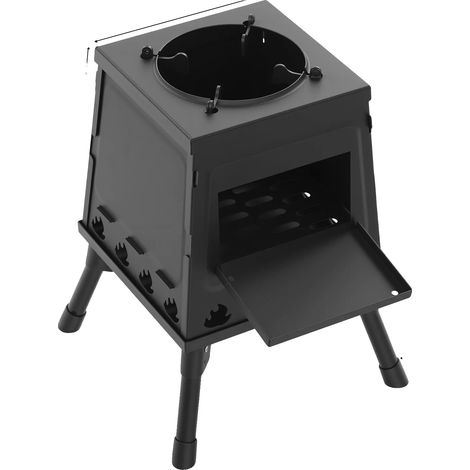 Poêle de tente portable, combustible écologique, construction durable, noir (1/2)