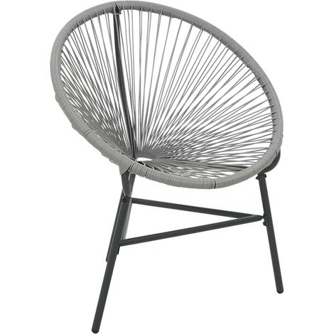 vidaXL Silla redonda de cuerdas de jardín ratán sintético gris (1/2)