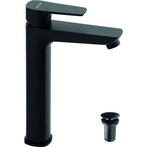 Novaservis Metalia 58 - Grifo de lavabo con desagüe, negro 58503,5 (1/2)