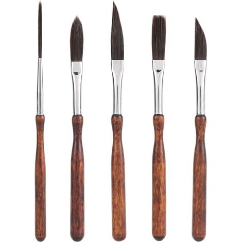 5pcs Pinceau Pinstriping Kit, Comprenant Pinceaux de Précision Traceur Volute Épée Poignard et Pinceaux à Filets pour Lignes Fines et Peinture Décorative (1/5)