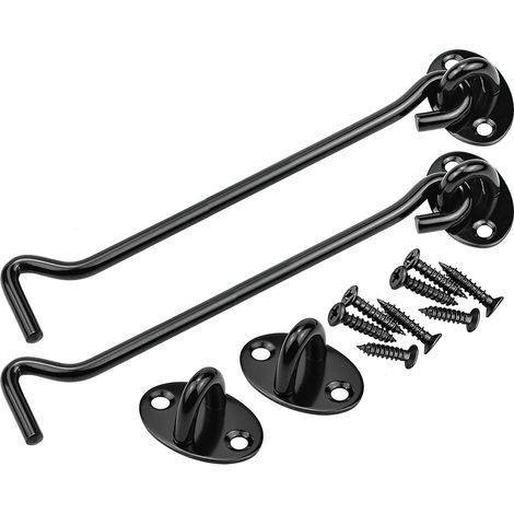 2PCS crochets de porte de grange acier inoxydable, 3 inch crochet et loquet à œillet de cabine, verrou serrure de porte crochet de fenêtre pivotant pour porte coulissante, chambre à coucher (1/5)