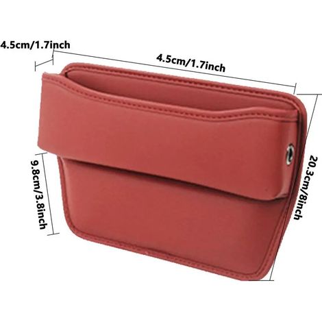 (Rouge) Boîte de rangement de siège auto en cuir suédé, poche latérale pour combler l'espace entre les sièges, rangement intérieur ordonné (1/5)