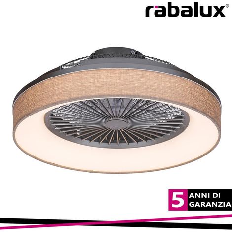 BENICIO, LED CEILING FAN LAMP,SILVER WITH GREY FABRIC SHADE, (1/3)