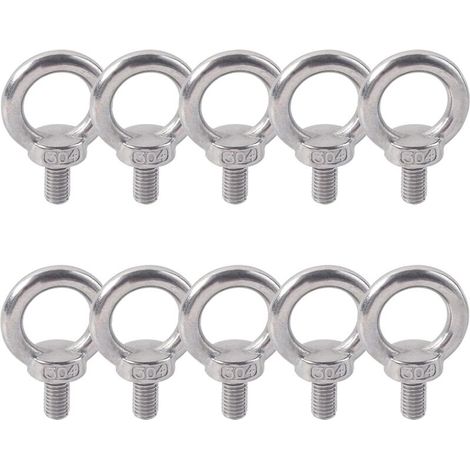 Anneau De Levage 304 Acier Inoxydable Filetage Mâle Boulon À Oeil M5X10 Boulon Vis Machines Épaule Levage de Poids Marin Boulons 10 PCS
