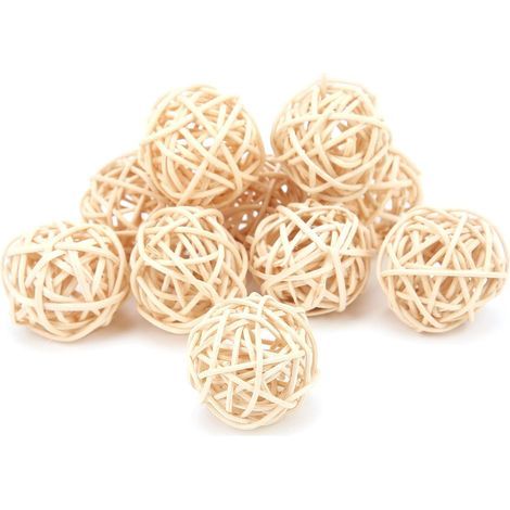 Perroquet Naturel Perruche Jouets à Mâcher Boules de Rotin pour Perruche Perruche Cacatoès Suspendu Bricolage Artisanat(3CM) 10 Pièces Boules de Rotin Bird Toys Bird Toys