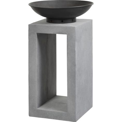 Fire Pit & Square Console - Steel/Fibreclay - L39 x W39 x H68.5 cm - Cement