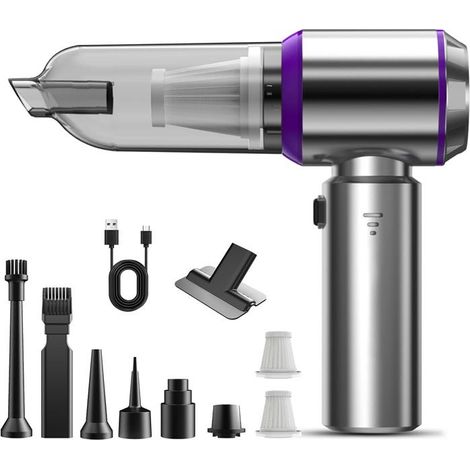 Aspirapolvere portatile 3 in 1, potente aspirapolvere senza fili, mini aspirapolvere per auto da 18000 Pa con 3 velocità, ideale per computer, casa, auto, ufficio e divano. (1/5)