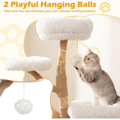 Montage à faire, arbre à chat 5 niveaux avec griffoirs en jute, condo tressé et perchoirs en peluche (1/5)