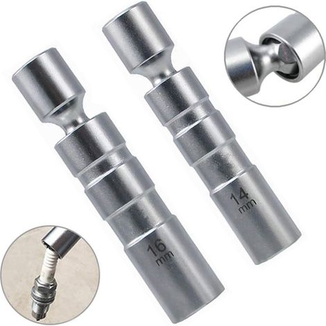 Jeu de 2 clés à bougies magnétiques universelles et flexibles - Outil d'extraction de bougies de 14 mm et 16 mm - RWAuto et moto ›Outils et réparations›Outils moteur ›Clé à bougies (1/5)