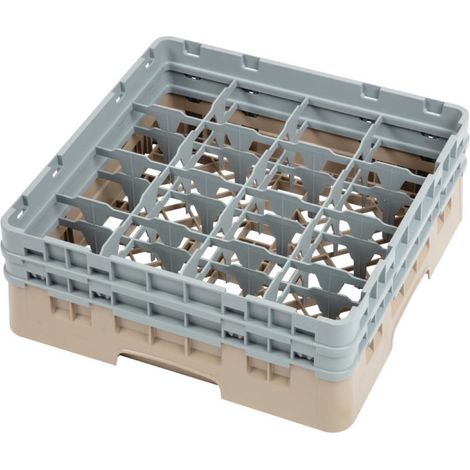 Casier à verres 16 compartiments Camrack beige hauteur max 133mm - 500 x 500 x 184 mm - CAMBRO (1/5)