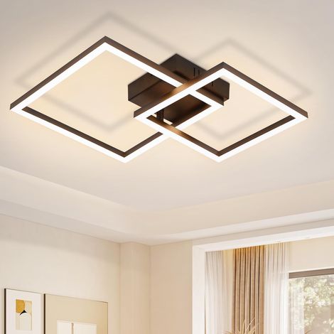 ZMH Plafonnier LED Plafonnier Salon - 20W Lampe de Salon Blanc Chaud Lampe de Chambre Design Moderne Lampe de Cuisine Noire Éclairage de Plafond Carré pour Chambre Couloir Bureau (1/5)