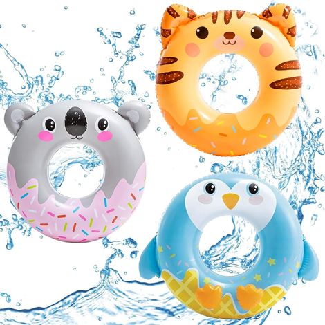 3 x Inflatable Swimming Ring for Children, Unicorn Flamingo Ring Inflatable Swimming Toy for Swimming Pool, Inflatable Swimming Ring for Swimming Pool, PVC Swimming Pool, Beach Party Decoration (1/5)