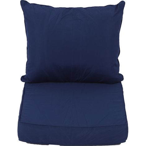 GARRYFIZH Ensemble de coussins pour chaises d'extérieur en polyester imperméable et épais, comprenant un coussin d'assise et de dossier intégré, pour jardin, terrasse ou plage, bleu marine.