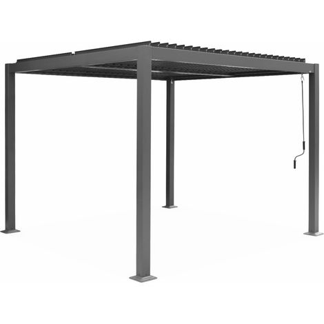 Pergola bioclimatique anthracite. aluminium et acier. 3x3m. lames orientables