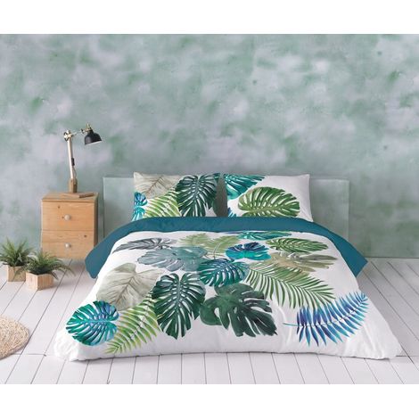 Prestige Baumwollsatin-Bettwäsche 160x200 Grüne Blätter