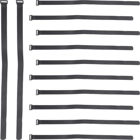 Lot de 12 Sangles Auto-agrippantes Noires pour Tapis de Yoga et Accessoires, Fixation Sécurisée Adhérence Forte, Bretelles Réglables pour Rangement Pratique (1/5)