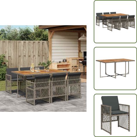 Ratán sintético - vidaXL Set comedor jardín 7 pzas y cojines ratán sintético gris - Muebles de exterior