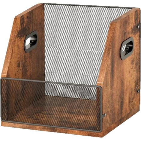Boîte de rangement pour disques vinyles, caisse de bureau en métal et bois, peut contenir jusqu'à 60 disques (1/5)