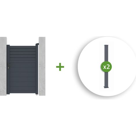 Pack portillon aluminium CARPATIA 100x160cm + 2 Poteaux H.190cm Gris (1/5)