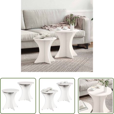 Table basse rustique - Table basse 2 pcs Blanc Bois massif en pin (1/5)