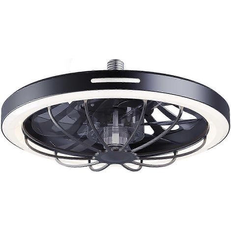 Ventilateur de plafond ABS écoénergétique pour chambre à coucher avec éclairage et commande, noir (1/5)