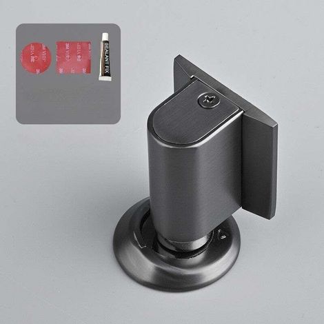 Butée de porte sans perçage. métal. anti-vent au sol. invisible. anti-collision. pour salle de bain. chambre. gris (1/4)