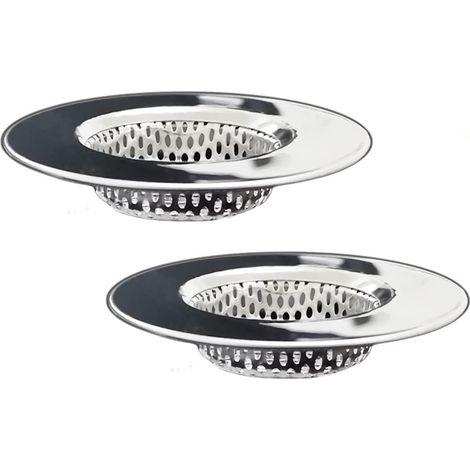 Lot de 2 crépines de vidange pour baignoire et douche, paniers filtrants en acier inoxydable pour siphon de sol de salle de bain ou buanderie, compatibles avec les orifices de vidange de 4,2 à 7,6 cm (1/5)