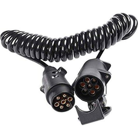 Prise remorque 7 broches femelle avec câble 2.5m, 12V adaptateur universel pour voiture caravane camion utilitaire (1/5)