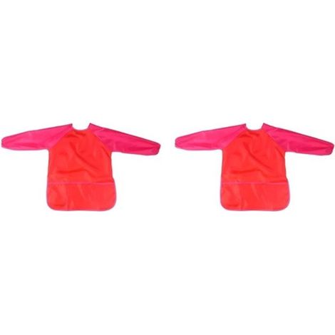 Paquete de 2 delantales de pintor - tela impermeable 210T - impermeables - delantales de pintor con mangas - Talla S - Rojo oscuro (1/5)