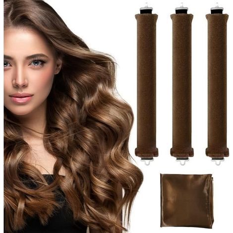 3PCS Heatless Hair Curlers, Heatless Hair Rollers with Scarf, Overnight Blowout Hair Roller