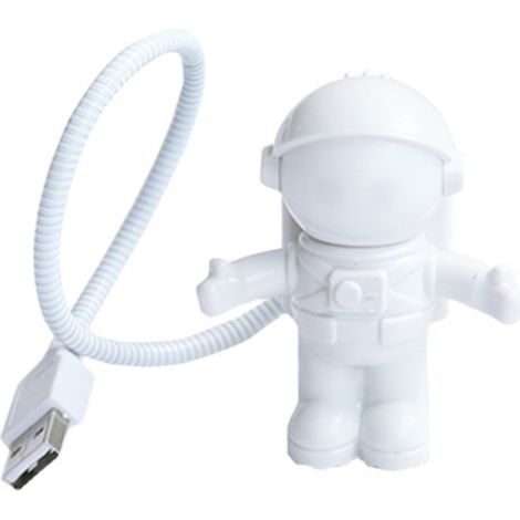 Nouvelle veilleuse USB originale en forme d'astronaute, lampe de lecture LED créative, lampe pour clavier d'ordinateur, astronaute (entièrement blanche) (1/5)