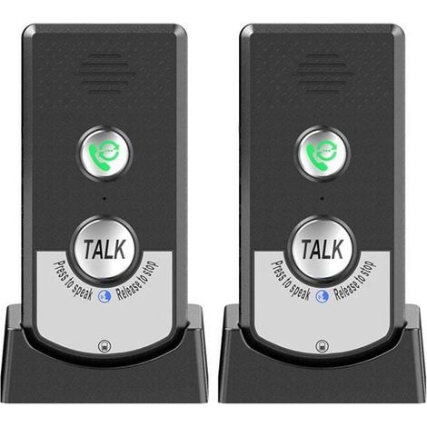 Lot 2 Interphone sans fil, Communication bidirectionnelle longue distance, Plastique MDF, Pour maison personnes âgées