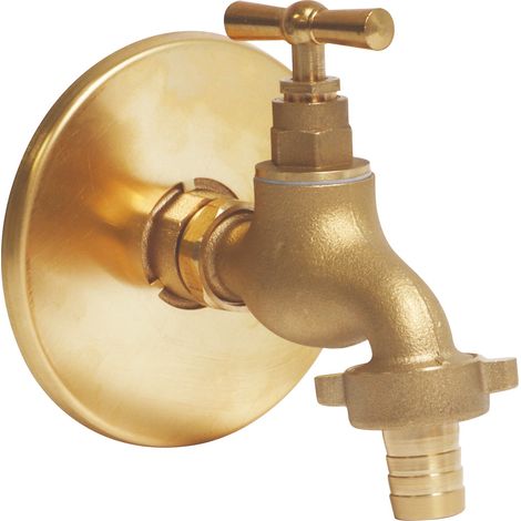 Somatherm For You – Robinet d'arrosage orientable 90° – Entrée mâle 15/21 – Sortie 20/27 – Applique murale laiton brut – Installation rapide et étanchéité assurée (1/2)
