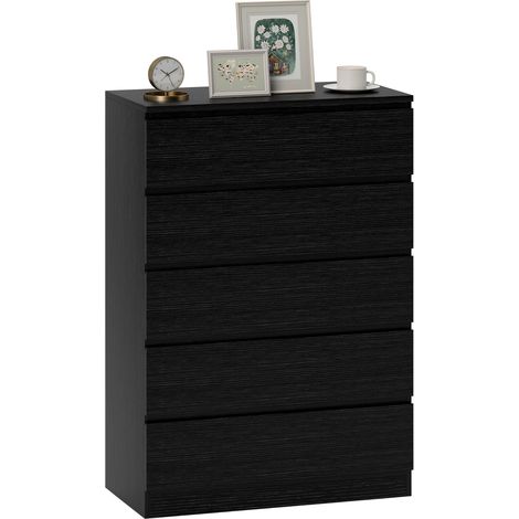HOMCOM Chest of Drawers with 5 Drawers, Modern Dresser for Bedroom, Black