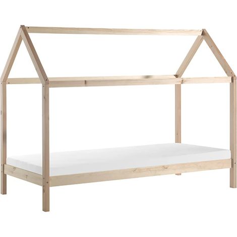 ARKAN - Lit Cabane 90x200cm en Pin Massif Naturel + Matelas (1/3)