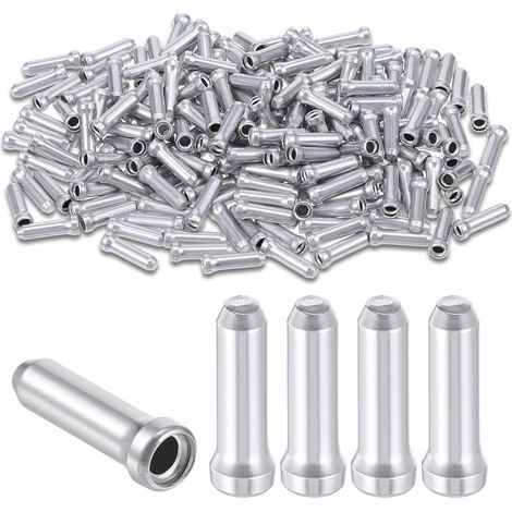 Lot de 200 embouts argentés pour vélo Accessoires de rechange pour vélo - Capuchons de câble de frein - Embout de câble de frein pour câble de frein (1/5)